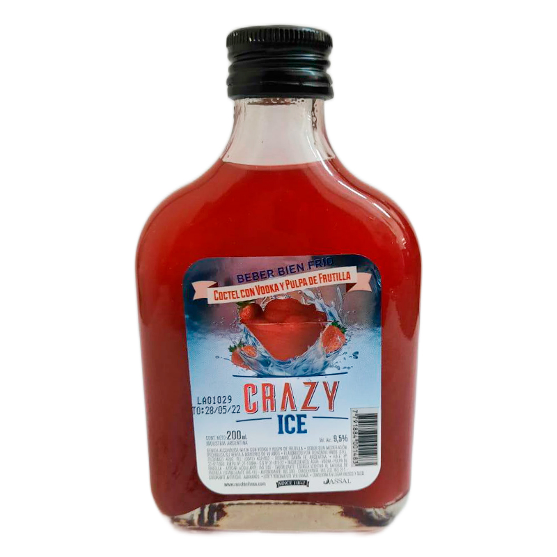 CRAZY COCTEL ICE 12X200cc FRUTILLA