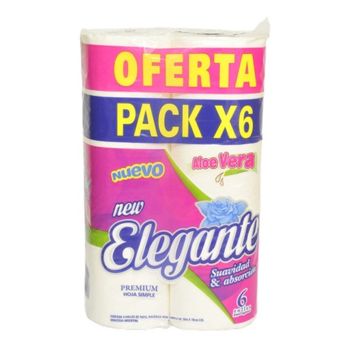 [00604        ] PAPEL HIGIENICO ELEGANTE C/ALOE 12X6X30MTS         